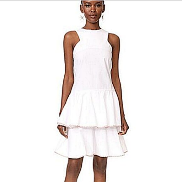 MLM Label Arles Tier Dress Small Womens Sleeveless Ruffle Layered  Summer Sheath - Picture 2 of 16